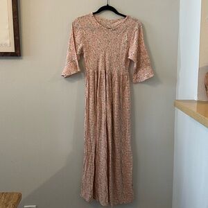 Cottagecore Pink Floral Empire Waist Dress